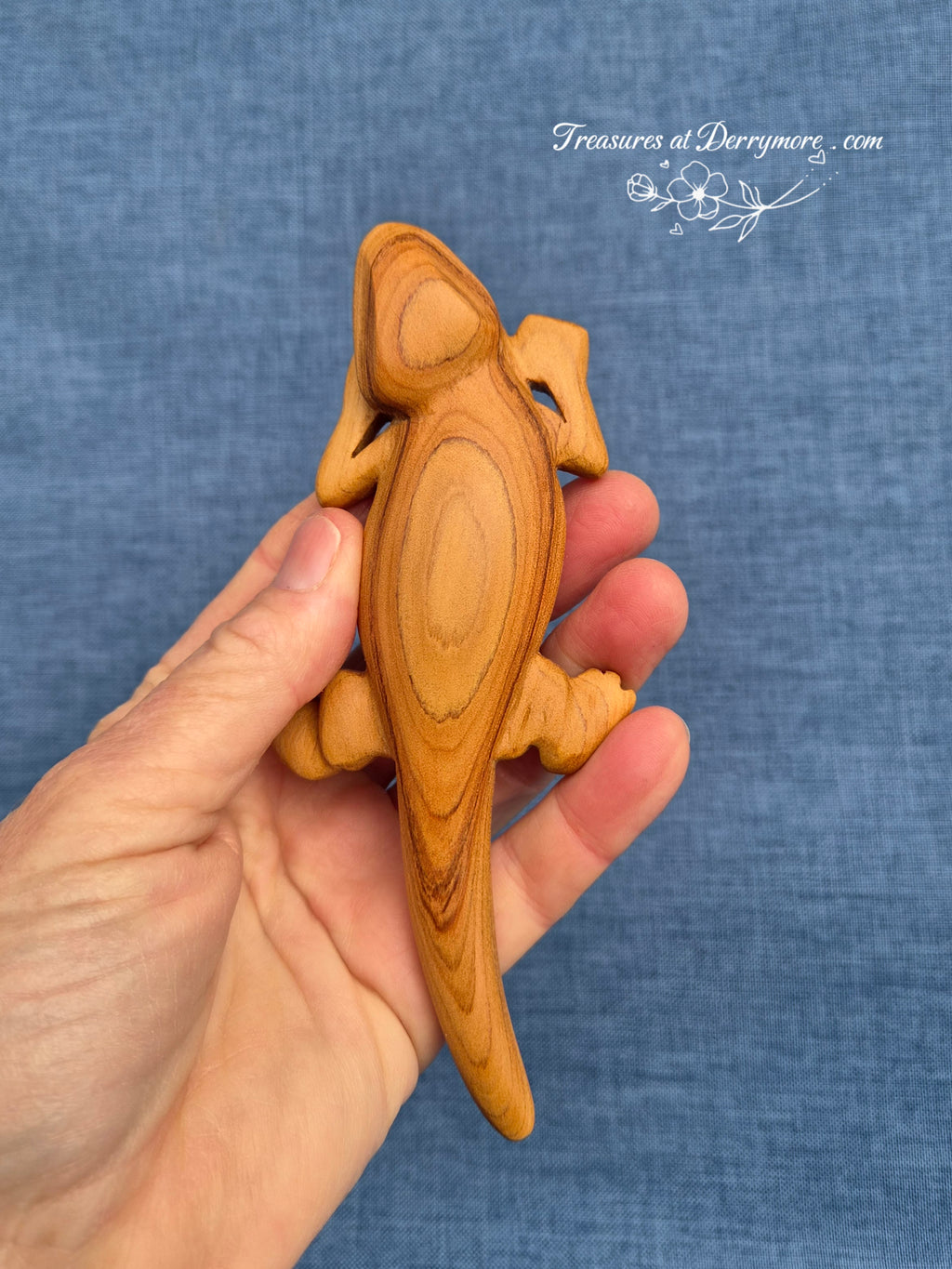 Hand carved wooden bearded dragon shaped comfort piece 
