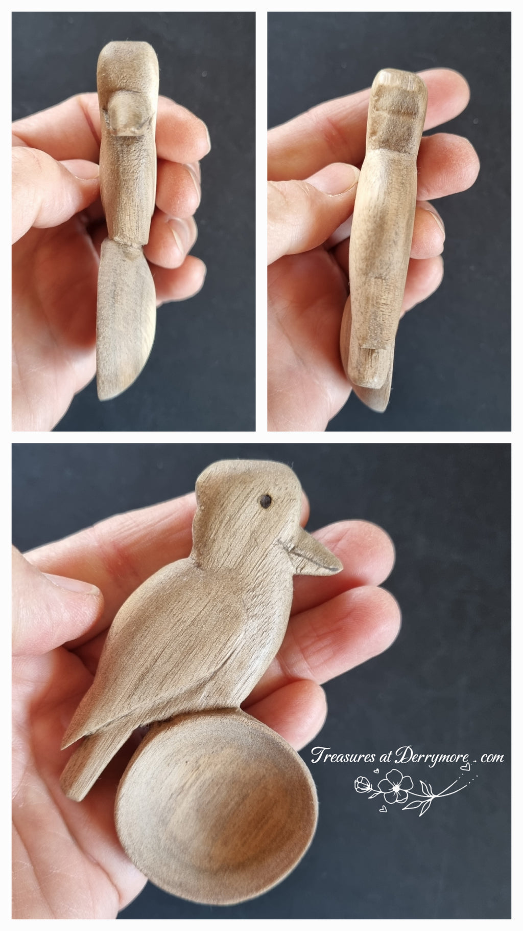 Collage kookaburra spoon carving 