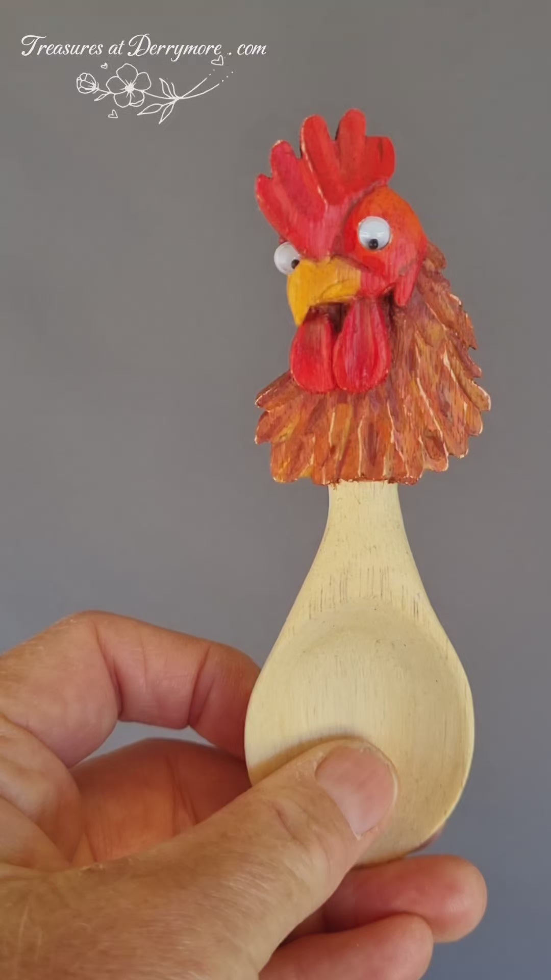 Rooster Spoon, googly eyes